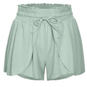 Halara Frill High Waisted Elastic Waistband Drawstring Flowy Stacked Short Lg